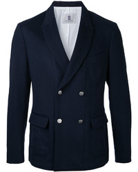 Мужской темно-синий шерстяной двубортный пиджак от Kent & Curwen
