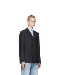 Мужской темно-синий шерстяной двубортный пиджак от Valentino