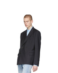 Мужской темно-синий шерстяной двубортный пиджак от Valentino