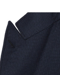 Мужской темно-синий шерстяной двубортный пиджак от Caruso
