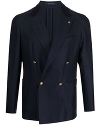 Мужской темно-синий шерстяной двубортный пиджак от Tagliatore
