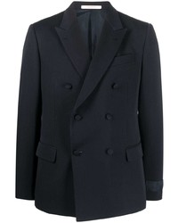 Мужской темно-синий шерстяной двубортный пиджак от Valentino Garavani