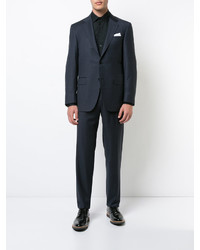 Темно-синий шерстяной костюм в клетку от Canali