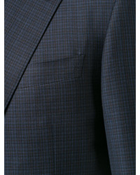 Темно-синий шерстяной костюм в клетку от Canali