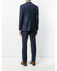 Темно-синий шерстяной костюм в клетку от Lardini