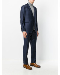 Темно-синий шерстяной костюм в клетку от Lardini