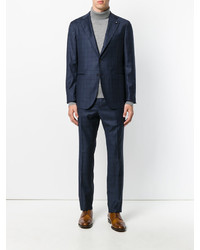 Темно-синий шерстяной костюм в клетку от Lardini