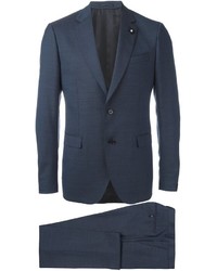 Темно-синий шерстяной костюм от Lardini