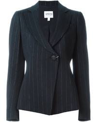 Женский темно-синий шерстяной пиджак в вертикальную полоску от Armani Collezioni