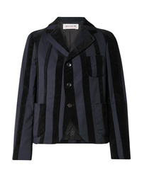 Женский темно-синий шерстяной пиджак в вертикальную полоску от Comme Des Garçons Girl