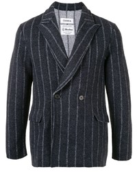Мужской темно-синий шерстяной пиджак в вертикальную полоску от Coohem