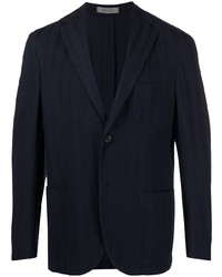 Мужской темно-синий шерстяной пиджак в вертикальную полоску от Corneliani