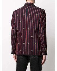 Мужской темно-синий шерстяной пиджак в вертикальную полоску от Gucci