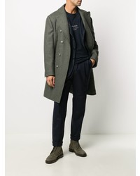 Мужской темно-синий шерстяной пиджак в вертикальную полоску от Brunello Cucinelli