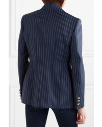 Женский темно-синий шерстяной пиджак в вертикальную полоску от Versace