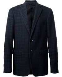 Мужской темно-синий шерстяной пиджак в клетку от Etro
