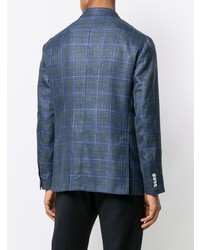 Мужской темно-синий шерстяной пиджак в клетку от Barba