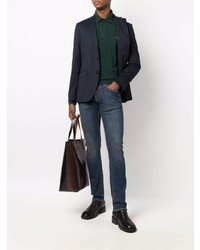 Мужской темно-синий шерстяной пиджак в клетку от Etro