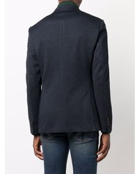 Мужской темно-синий шерстяной пиджак в клетку от Etro