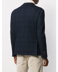 Мужской темно-синий шерстяной пиджак в клетку от Eleventy
