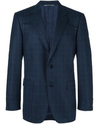 Мужской темно-синий шерстяной пиджак в шотландскую клетку от Canali