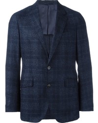Мужской темно-синий шерстяной пиджак в шотландскую клетку от Hackett