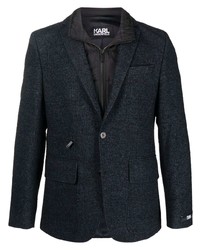 Мужской темно-синий шерстяной пиджак в шотландскую клетку от Karl Lagerfeld