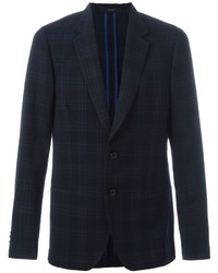 Мужской темно-синий шерстяной пиджак в шотландскую клетку от Paul Smith