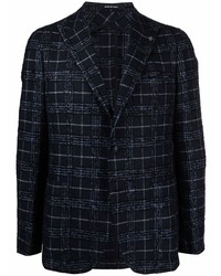 Мужской темно-синий шерстяной пиджак в шотландскую клетку от Tagliatore