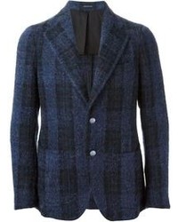 Мужской темно-синий шерстяной пиджак в шотландскую клетку от Tagliatore