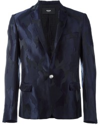 Темно-синий шерстяной пиджак с камуфляжным принтом