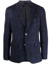 Мужской темно-синий шерстяной пиджак с "огурцами" от Etro