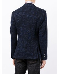 Мужской темно-синий шерстяной пиджак с "огурцами" от Etro
