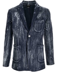Мужской темно-синий шерстяной пиджак с принтом от Avant Toi