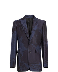 Мужской темно-синий шерстяной пиджак с принтом от Burberry