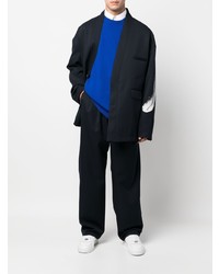 Мужской темно-синий шерстяной пиджак с принтом от Marcelo Burlon County of Milan
