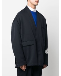 Мужской темно-синий шерстяной пиджак с принтом от Marcelo Burlon County of Milan