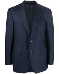 Мужской темно-синий шерстяной пиджак с узором "в ёлочку" от Canali