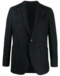 Мужской темно-синий шерстяной пиджак с узором "в ёлочку" от Gabriele Pasini