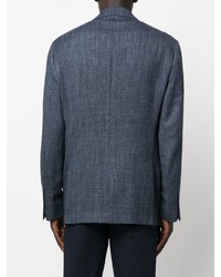 Мужской темно-синий шерстяной пиджак с узором "в ёлочку" от Brunello Cucinelli