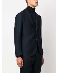 Мужской темно-синий шерстяной пиджак с узором "в ёлочку" от Tagliatore