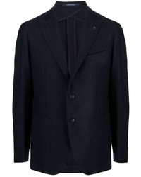 Мужской темно-синий шерстяной пиджак с узором "в ёлочку" от Tagliatore