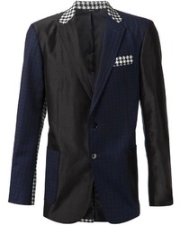 Мужской темно-синий шерстяной пиджак с узором "гусиные лапки"