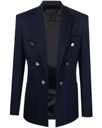 Мужской темно-синий шерстяной пиджак от Balmain