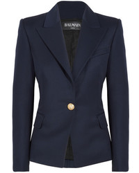 Женский темно-синий шерстяной пиджак от Balmain