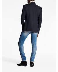 Мужской темно-синий шерстяной пиджак от Balmain