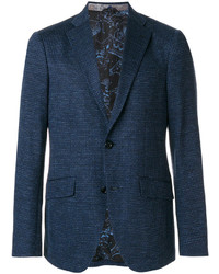 Мужской темно-синий шерстяной пиджак от Etro