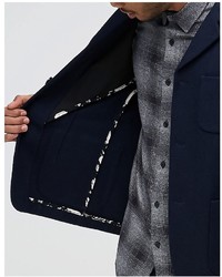 Мужской темно-синий шерстяной пиджак от Farah