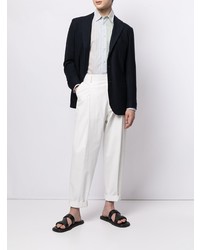 Мужской темно-синий шерстяной пиджак от Kiton