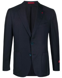 Мужской темно-синий шерстяной пиджак от Isaia